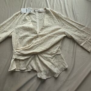 Zara Ivory linen top